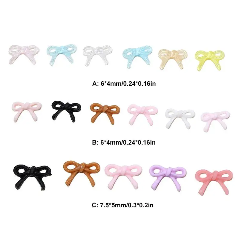 

50Pcs Mixed Color 3D Resin Bowknot Nail Charms DIY Manicure Salon Decorations Handcraft Accessories