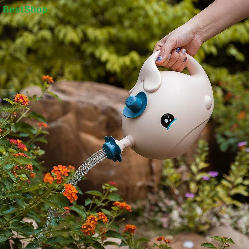 ☽Cute Cartoon Whale Kids Watering Can,Plastic Garden Watering Pot for Children's Gardening & Bath Play