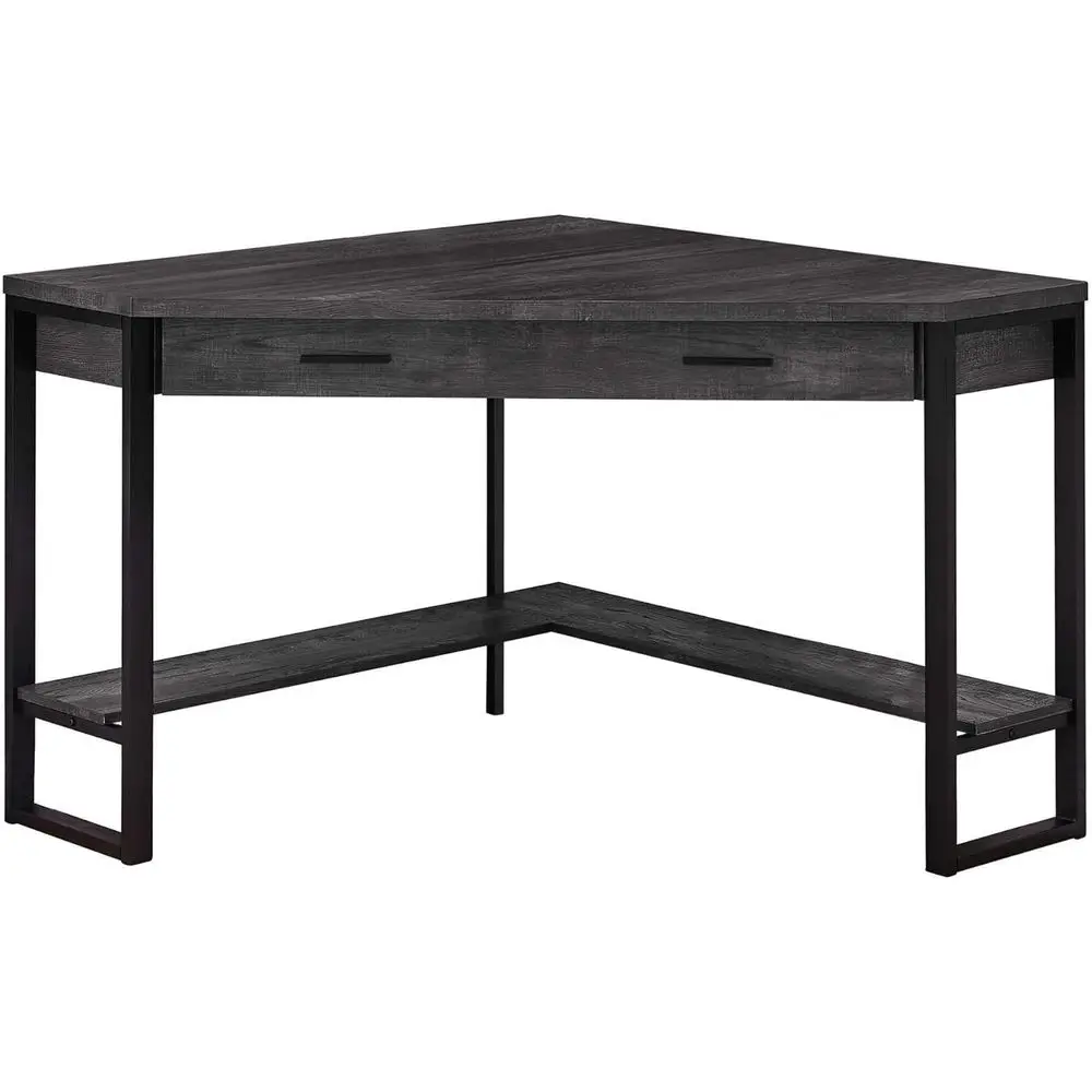 

42 Wide Reclaimed Wood Desk with Metal Frame, Traditional Style, for Home Office, Laptop & Workstation Use