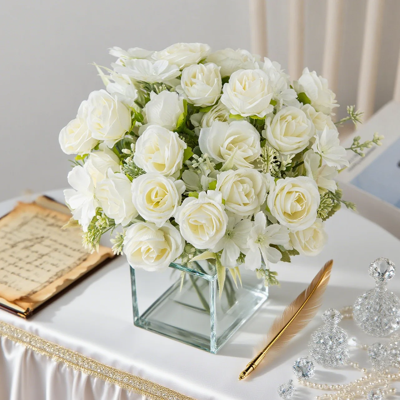 Künstliche Blumen Seidenrosen Hochzeitskranz Heim Tischdekoration Festliche Dekoration Brautstrauß Outdoor Garten DIY Bestseller Geschenk – Detail 1