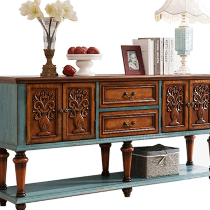 Entrance Terrace European and American Hollow Side Cabinet Multifunctional Corridor Mediterranean Sea by partition Back several
