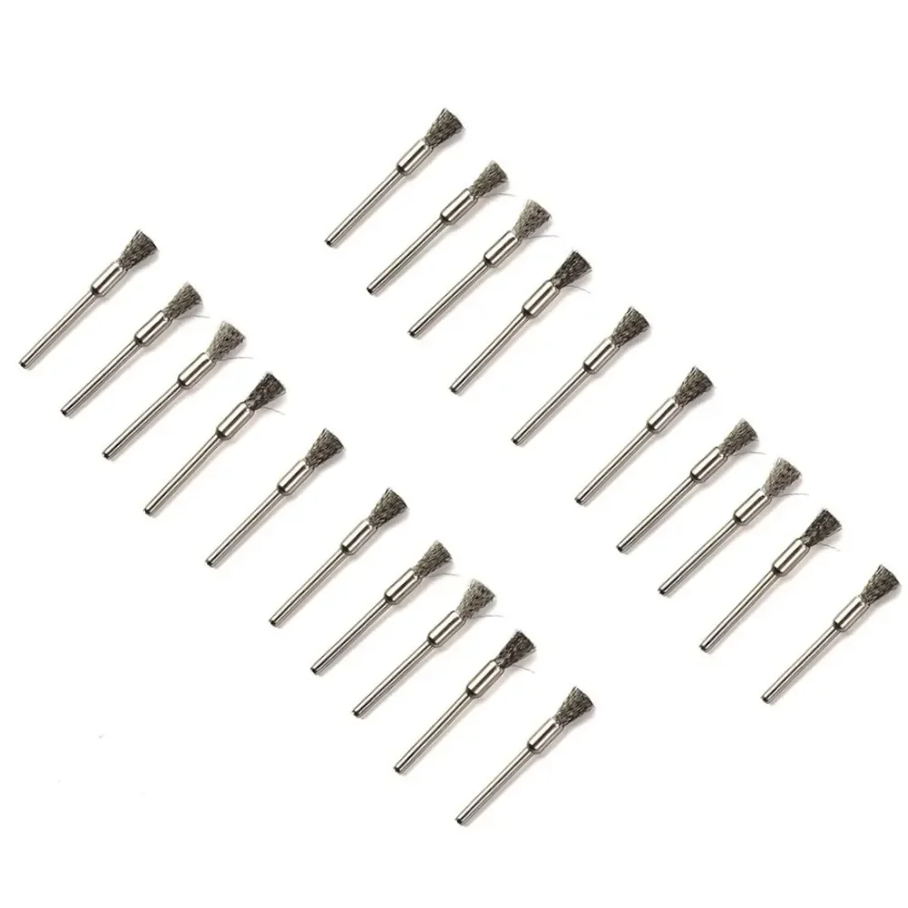 20 pz spazzola in filo di acciaio 3mm gambo 5mm diametro per la lavorazione dei metalli rotanti strumenti di pulizia di lucidatura trapano elettrico spazzola accessori