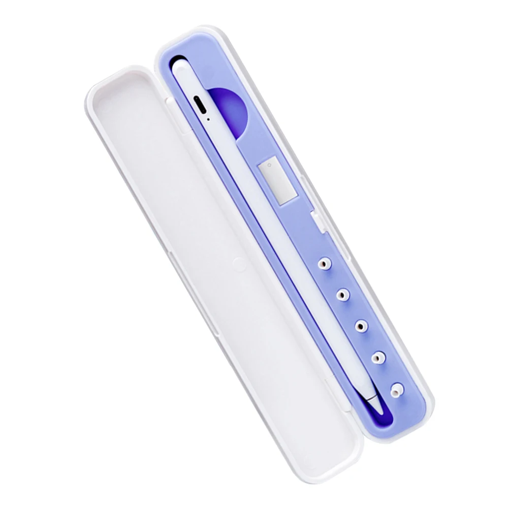 

1pc Capacitive Pencil Box Storage Case For Pencil 1St 2Nd Gen Shockproof Scratch Resistant Silicone Holder Violet Color