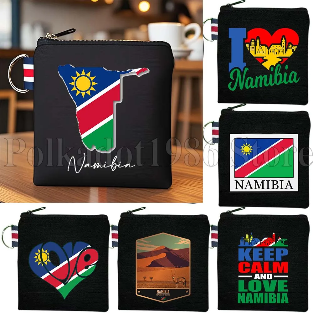 ناميبيا خريطة البلد العلم فتاة ناميبيا أفريقيا لطيف الهدايا قماش محفظة نسائية للعملات المعدنية حقيبة مفتاح أحمر الشفاه السفر تخزين حافظة للبطاقات حقيبة المحفظة