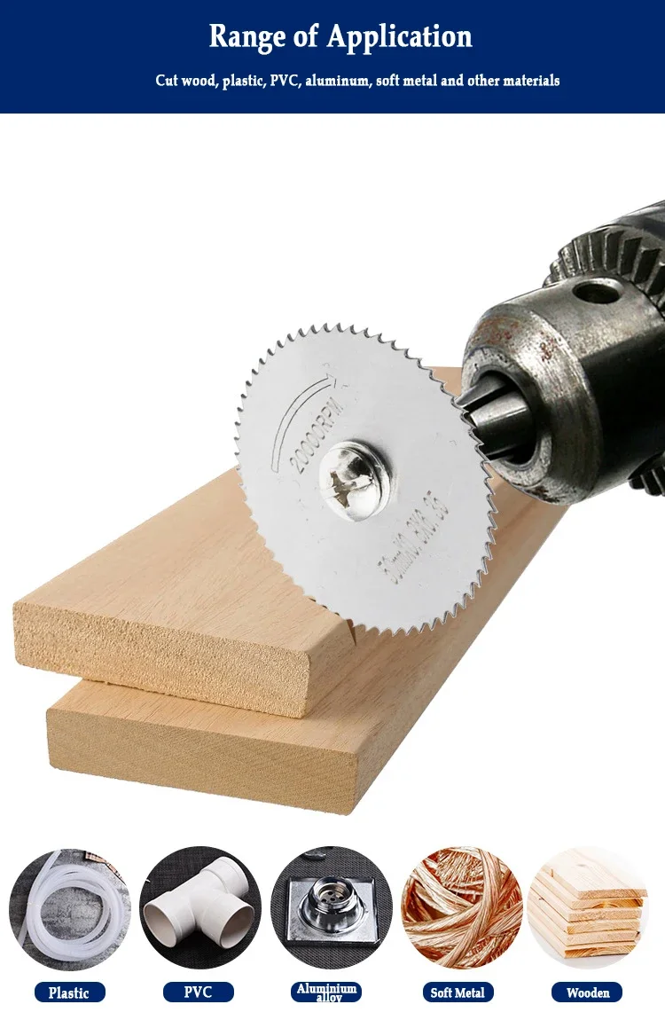 6Pcs/set Stainless Steel Slice Metal Cutting Disc with 1 Mandre for Dremel Rotary Tools 16 18 22 25 32mm Cutting Disc Hand Tools