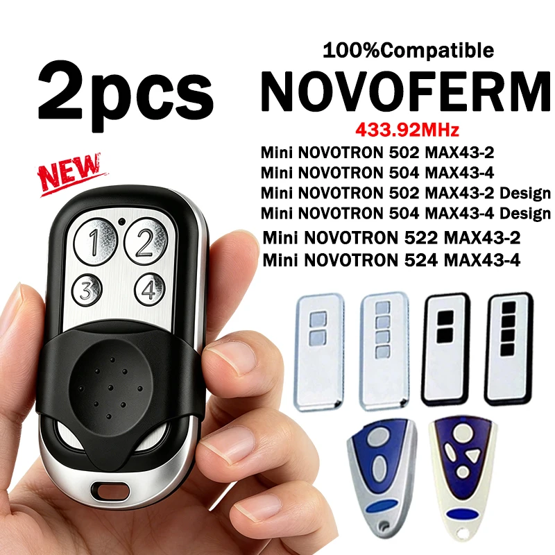 For NOVOFERM NOVOTRON Mini 502 MAX43-2 Design Mini 522 524 MAX43-2 MAX43-4 2-Kanal Handsender 433MHz Garage Door Remote Control