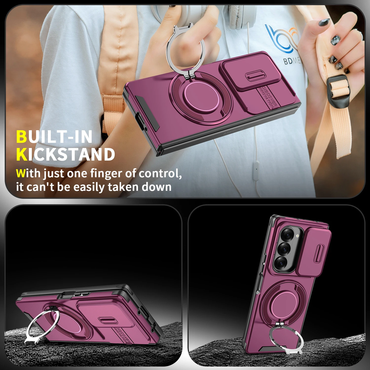 Suitable for Samsung Galaxy Z Fold 8 Ultra 7 6 Flip 8 7 6 360 Degree Rotating Magnetic Bracket With Camera Protection Phone Case