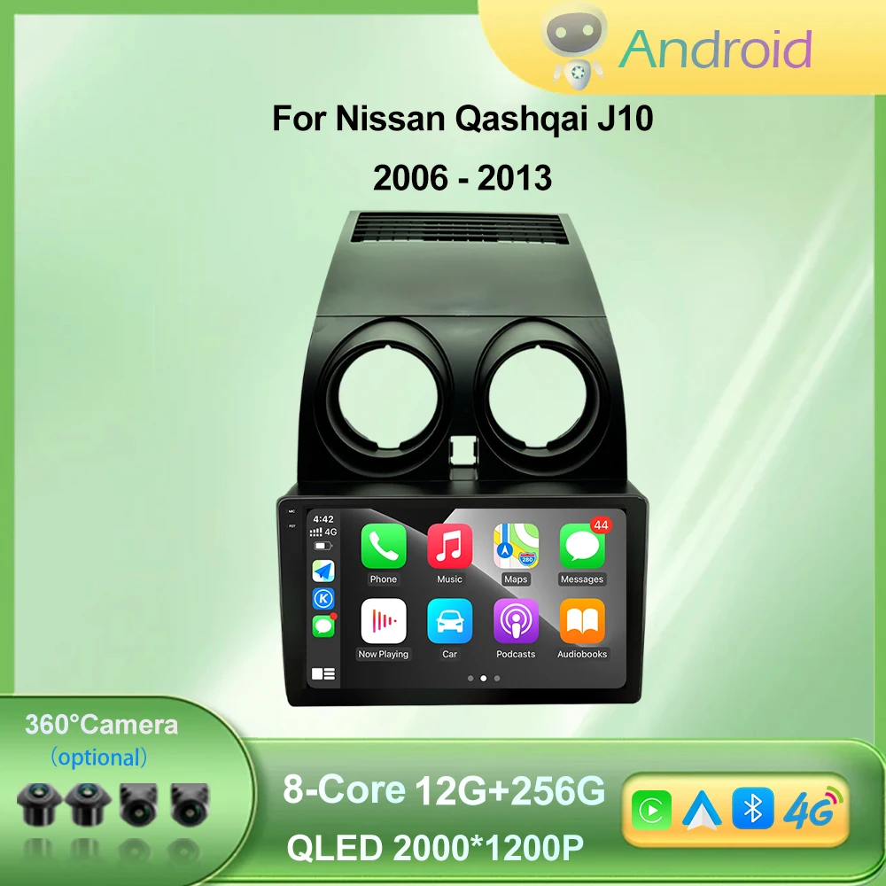 

Car Radio Multimedia Player For Nissan Qashqai J10 2006-2013 Android 16 9 Inch Wireless Carplay GPS Navigation DSP Stereo BT DVR