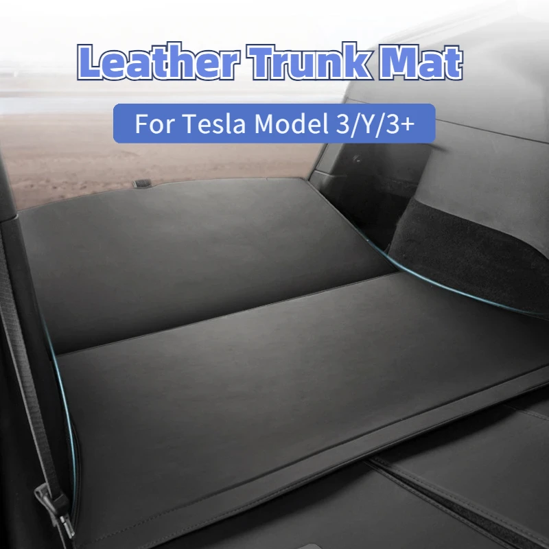 

For Tesla Model 3/Y/3+ Highland Trunk Mat 2PCS Leather Trunk Protection Pads Tailgate Pad Car Interior Accessories 2021-2024