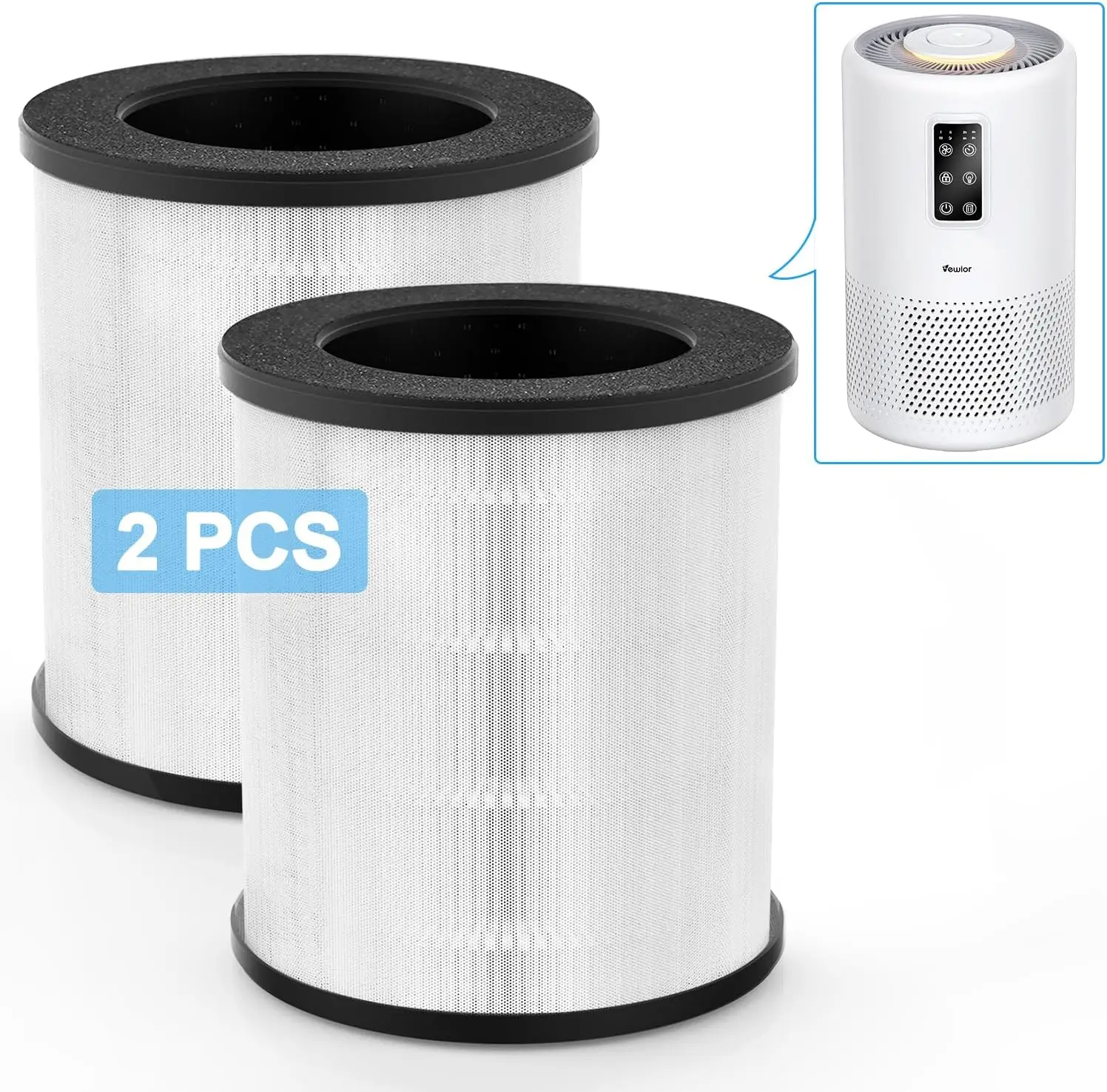 

2PCS Air Purifier A1 Replacement Filter VEWIOR H13 True HEPA Air Cleaner Filter(Ships from FBA warehouse, banned by Amazon)