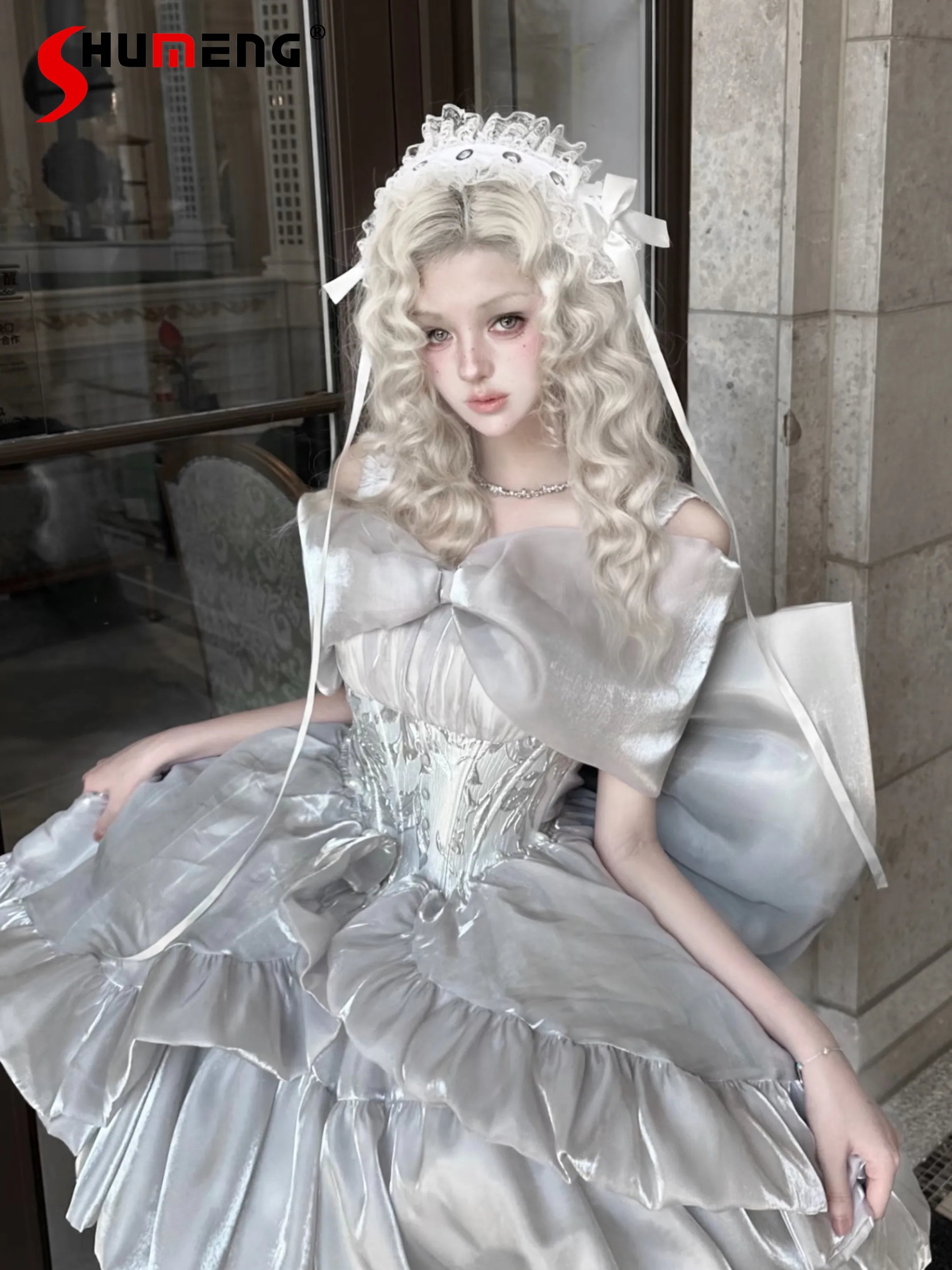

Princess Birthday Party Lolita Dress 2026 Spring Summer New Women's Big Bow Slimming Pettiskirt Short Mini Party Dress Ball Gown