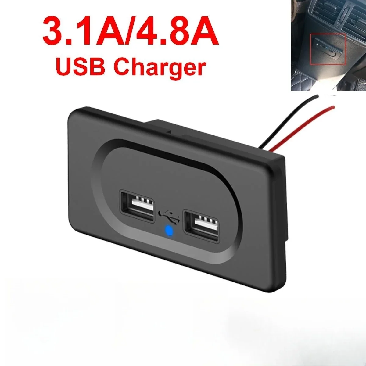 3.1A 4.8A Dual USB Car Charger Socket 12V 24V for Motorcycle Auto Truck ATV Boat RV Bus Power Adapter Outlet LED Light