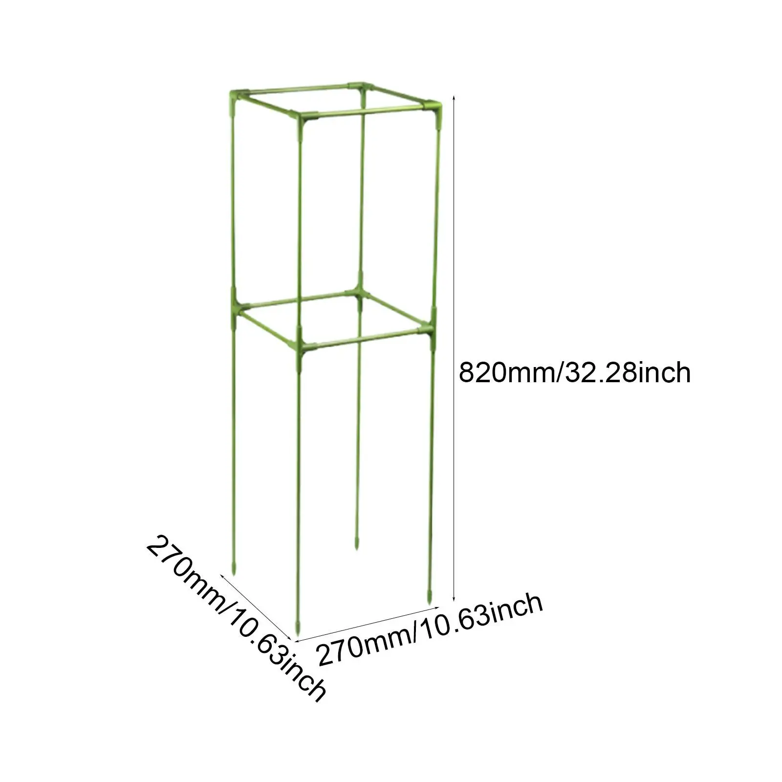 Tomato Plant Cages Square Shape 2 x , Secure Ground Anchoring for Cucumbers, Peppers Weatherproof Lightweight Multifunctional