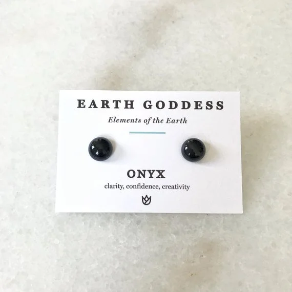 Black Onyx Stud Earrings. Clarity, Confidence and Creativity Jewelry. by Earth Goddess