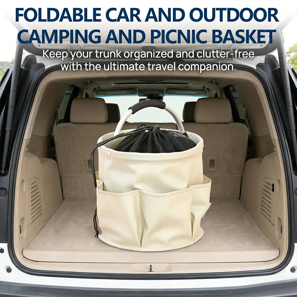 

Multifunctional Foldable Storage Basket for Car, Outdoor Camping, Picnic, Bathroom Toiletry & Home Tool Organizer