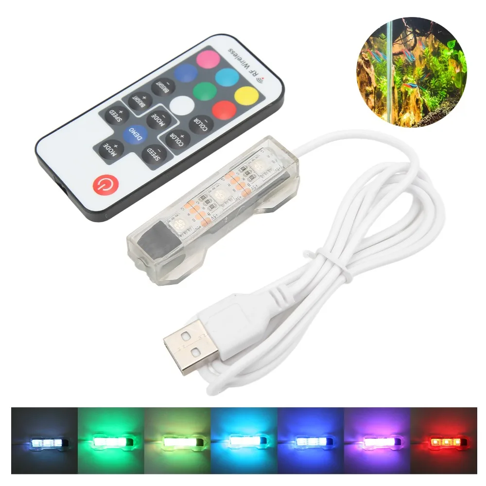 Colorful Light LED Aquarium Light Split Type LED Micro Landscape Light Remote Control Hex Square Blocks Remote Control Light