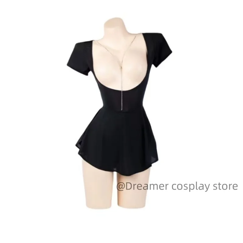 

Women Big U-neck Chain Dress Sexy Lingerie Dance Student Workout Uniform Training Outfit Pajamas Erotic Costumes