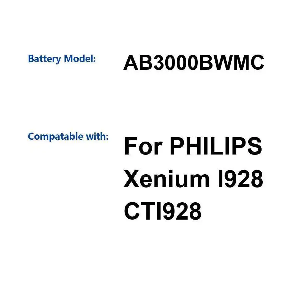 

Стабильный аккумулятор высокой емкости для мобильного телефона 3000 мАч AB3000BWMC для Philips Xenium I928 CTI928