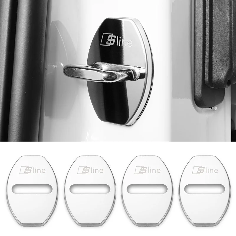 4pcs Car Door Lock Cover Badge Sticker for Audi A3 A4 B8 8P B9 8V B6 A5 B7 A1 A6 C6 Q3 Q5 C7 I8 kuga Auto Decoration Accessories image 6