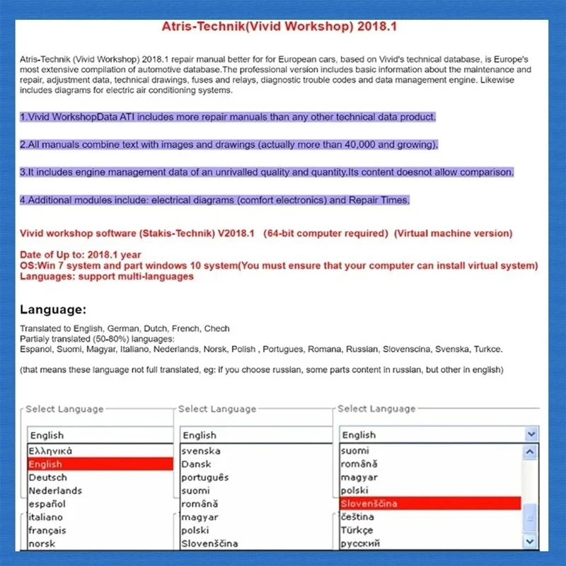 Vivid Workshop DATA 2018.01 v(atris-technik) Automotive Diagnostic Tools link software Car Vehicle Tool Auto Repair Software