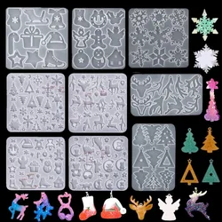 SNASAN Christmas Pendant Silicone Mold Snowflake Elk Tree DIY Jewelry Earrings Making Tool Christmas Decorations Ornaments Mould