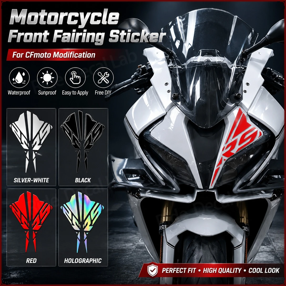 For CFMOTO 250SR 450SR 675SR 750SR Front Fairing Panel Sticker Waterproof Sunproof Motorcycle Decal 4 Colors