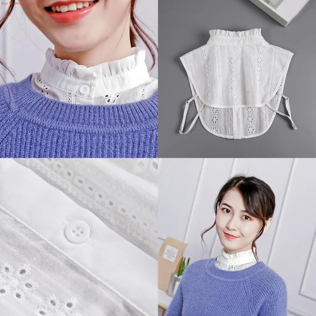 G92D Women Half Shirt Fake Collar High Stand Ruffle Blouse Dickey Sweater Accessories