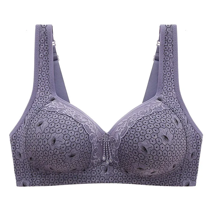 New Large Size Undershirt Type Push Up Bra Comfortable and breathable Mom Comfortable Top Lace Non-steel Ring Underwear