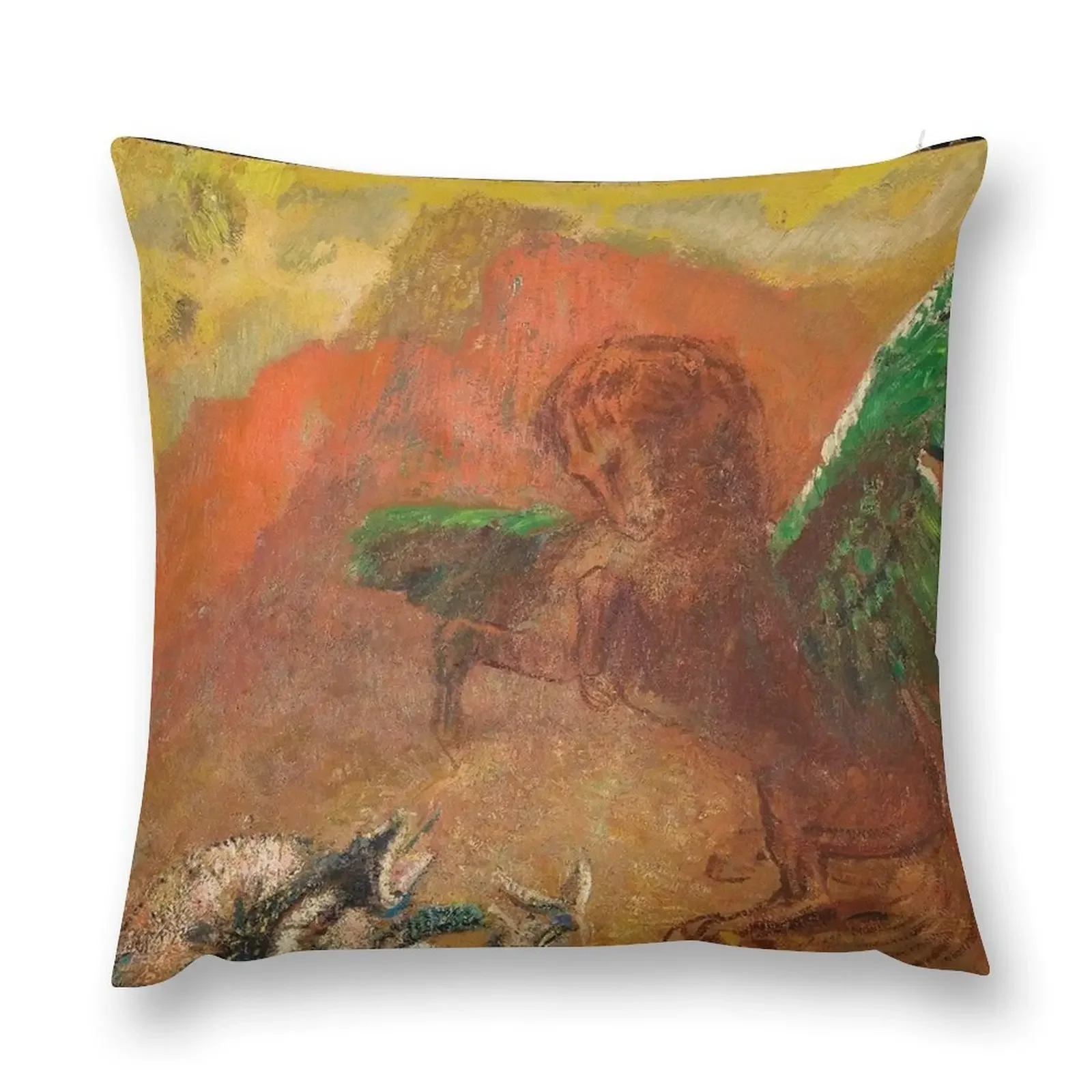 HD Pegasus and the hydra, by Odilon Redon (1900 aprox) High Definition Throw Pillow Luxury Cushion Cover pillow