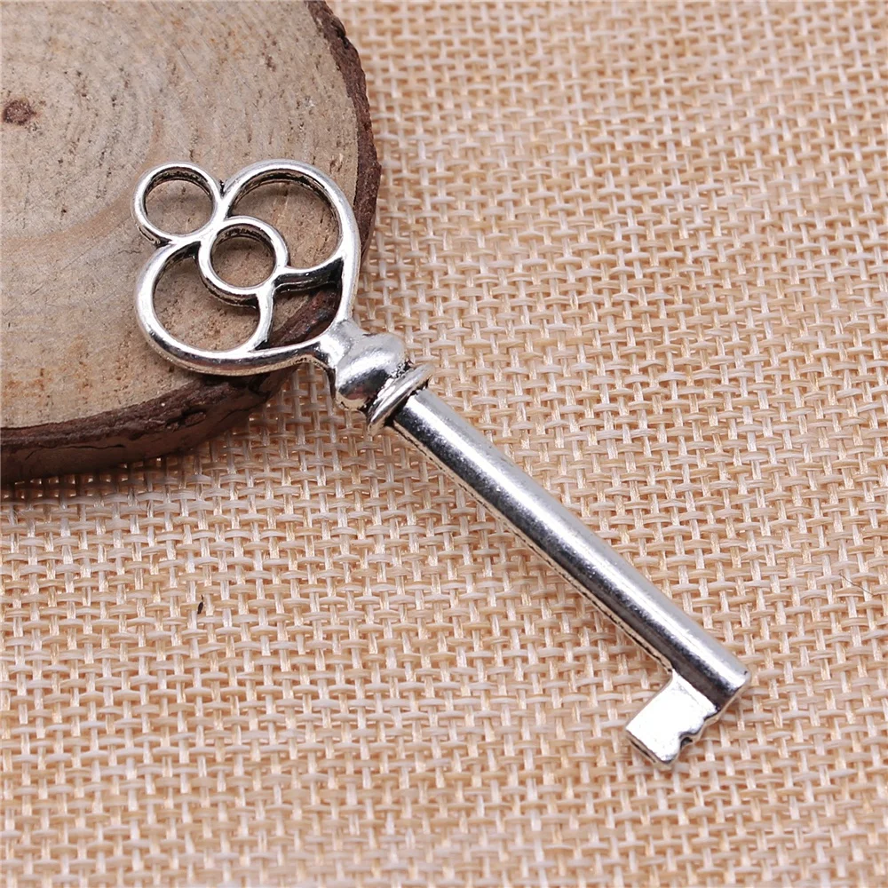 WYSIWYG 3pcs 60mm 3 Colors Antique Silver Color Antique Bronze Gold Color Key Pendants Vintage Key Pendant Key Pendant Charm