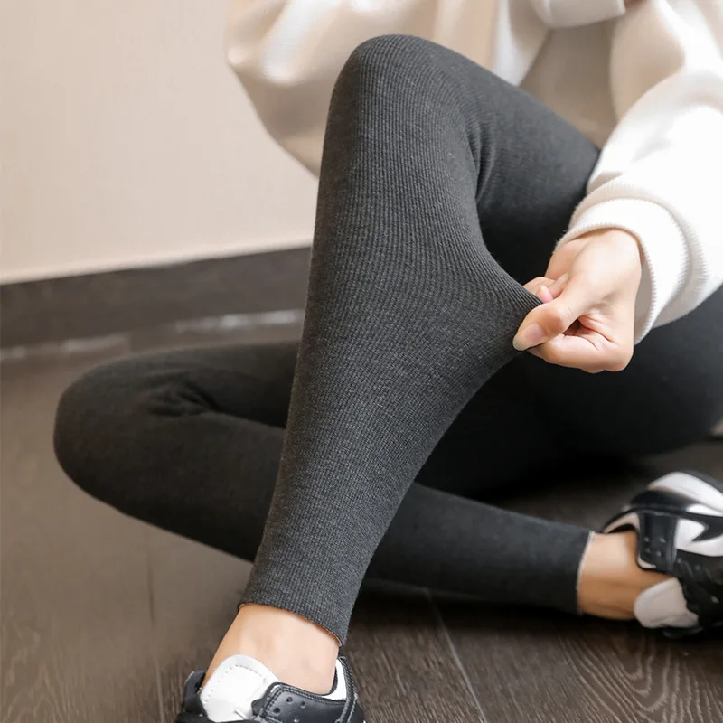 Winter Plush Up Warm Leggings Women Lamb Cashmere Leggings with Pocket High Waist Slim Elastic Tights Thick Wool Thermal Pants