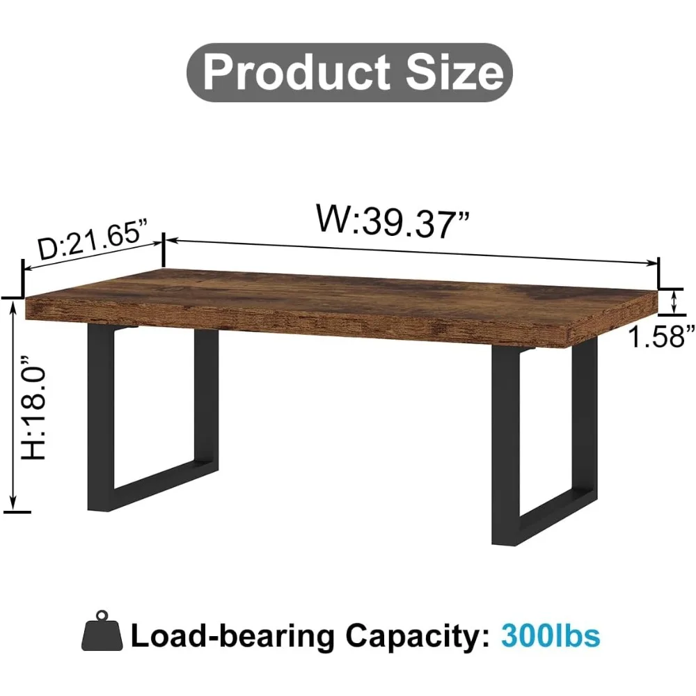 Rustic Coffee Table, Industrial Simple Wooden Living Room Table, Modern Minimalist Farmhouse Rectangle Center Table