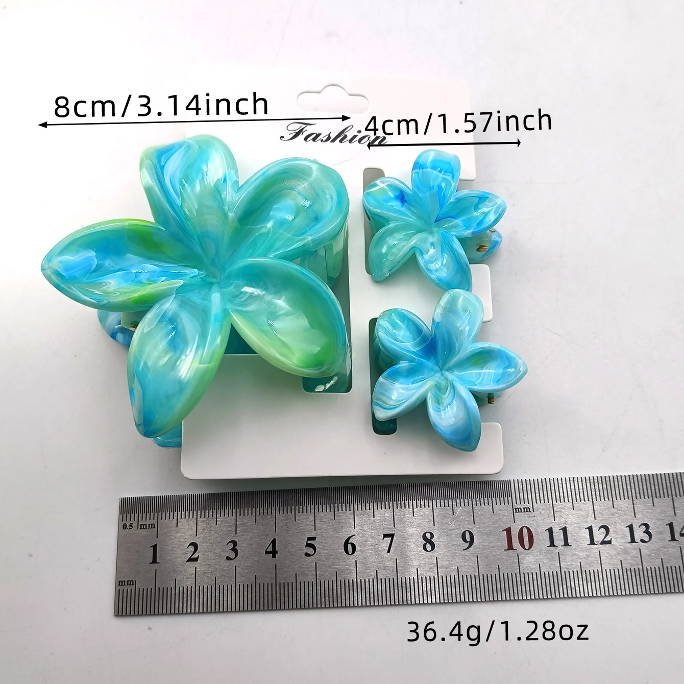 3/6/9/12 Stück Hawaiianische Haarspangen mit Farbverlauf und Blumenmuster für Damen und Mädchen, modische, rutschfeste Haarspangen aus Kunststoff, Haar-Accessoires – Detail 12