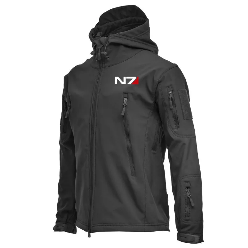 N7 Mass Effect New men's bomber jacket military tactical hooded jacket Outdoor hiking mountaineering adventure windproof jacket