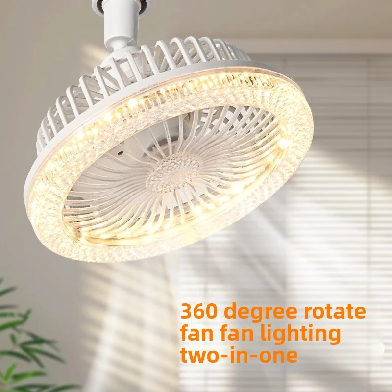 E27 Spiral Crystal LED Ceiling Fan Pendant Light Remote Control Bedroom Kitchen Three Color Dimming Bulb Homestay Cafes Fixtures
