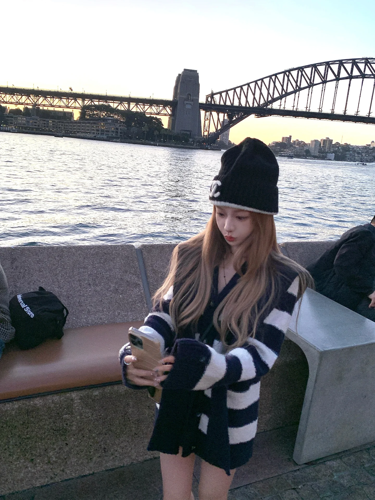 

Coolline Manchester College High avi Comet Button Sweater Cardigan Detachable Navy Collar Top Women's Loose Fit Long Sve