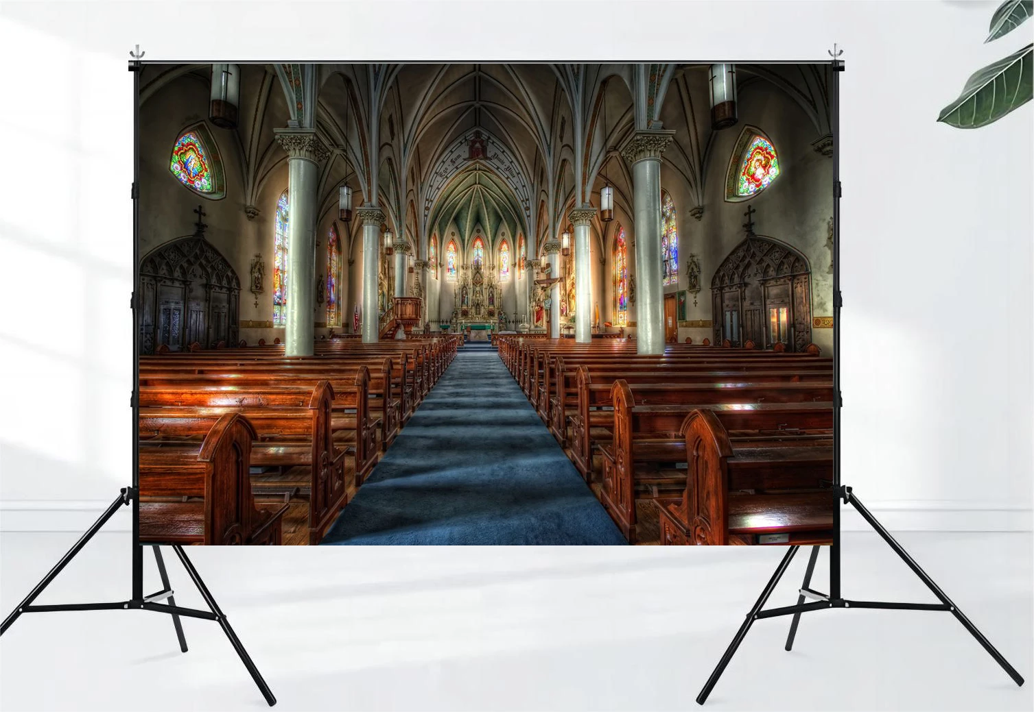 Indoor background of church, wedding couple, church photo banner, children and adults photo, party shooting props