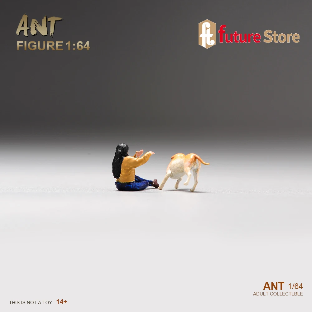 ANT 3D Print 1/87 1/64 1/43 Girl And Dog Painted Diorama Figure Model Miniature Creative Photography Cars Vehicles Toys