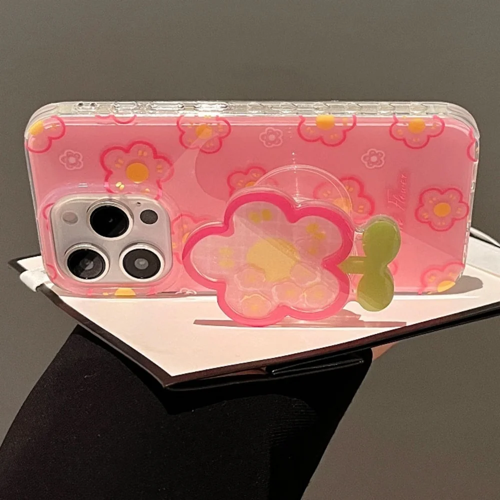 かわいい漫画クイックサンドシェイクフラワーGripTokグリップトックブラケット iPhone 15/16対応 汎用スマホリングホルダー スタンド