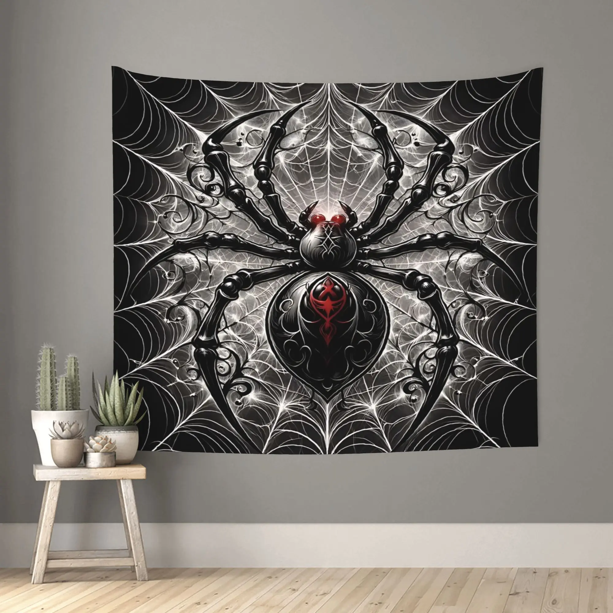 Halloween Print Giant Black White Spider Customized Tapestry Wall Hanging Blanket Tapestry Home Decor Items Wall Decorations