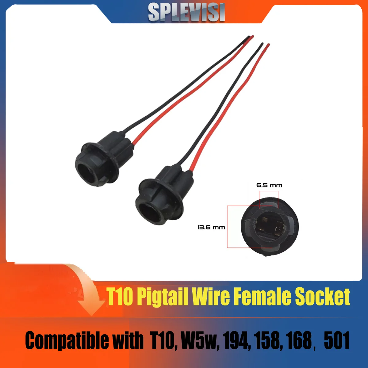 

2Pcs/20Pcs/60Pcs Pigtail Wire Female Socket T10 194 912 Rear Side Marker Light Lamp Harness License Plate Bulbs Replace Socket