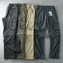 Elastic S-4XL Pants Shorts 6 pockets Quick drying Detachable Trousers Summer Men Women Outdoor Sports Hiking Trekking Thin Pants