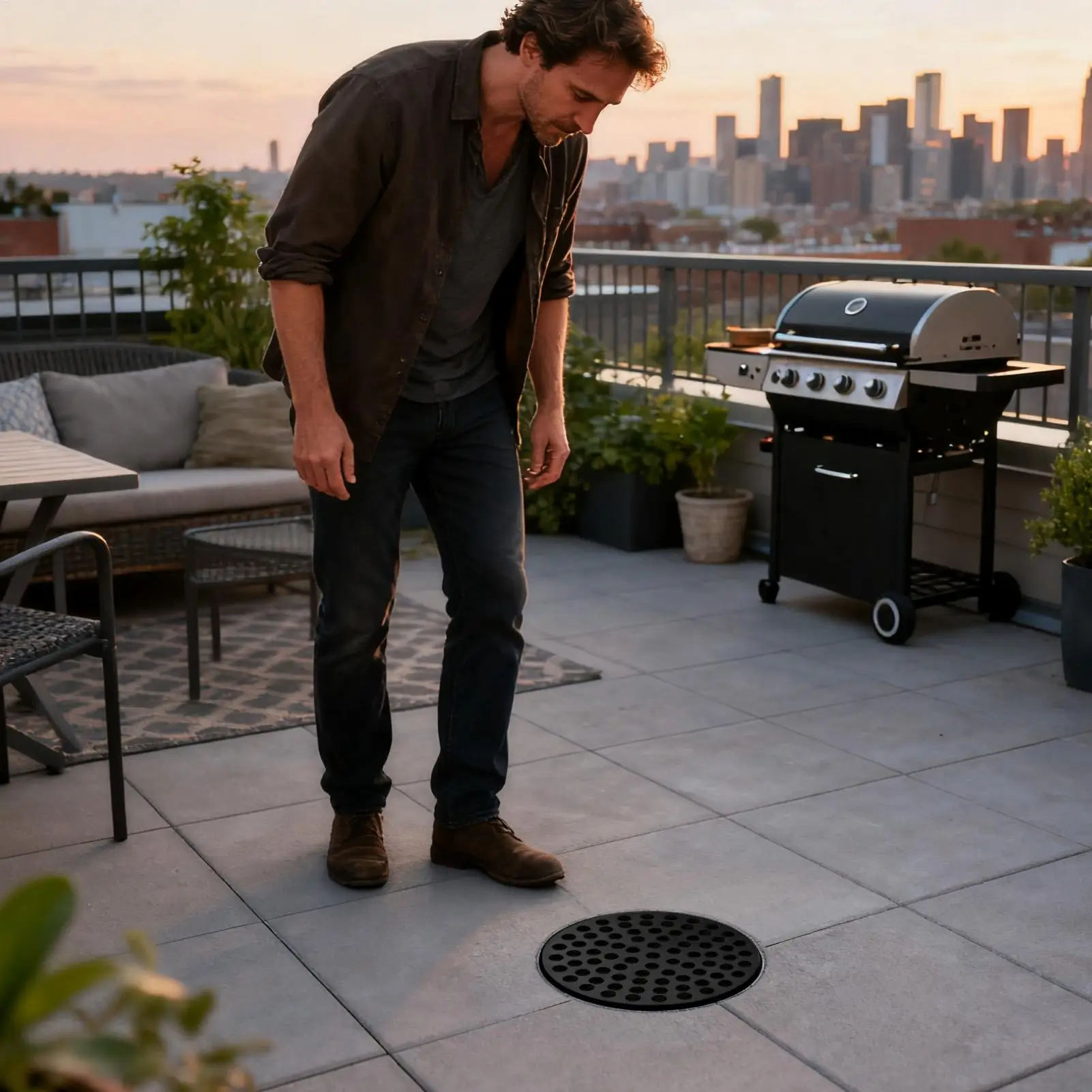 غطاء لبالوعة من الحديد الزهر 7 بوصة مصفاة من الحديد الزهر المستديرة مصفاة تصريف أرضية الطابق السفلي صر للحمام والشرفة والفناء والحديقة #1