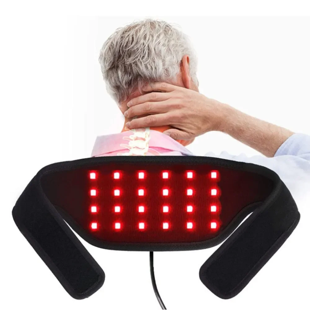 Red Neck Massager for Pain Relief, Infrared Light Therapy, Pulse, 850nm, IPL, Red Light, Neck Physiotherapy Instrument