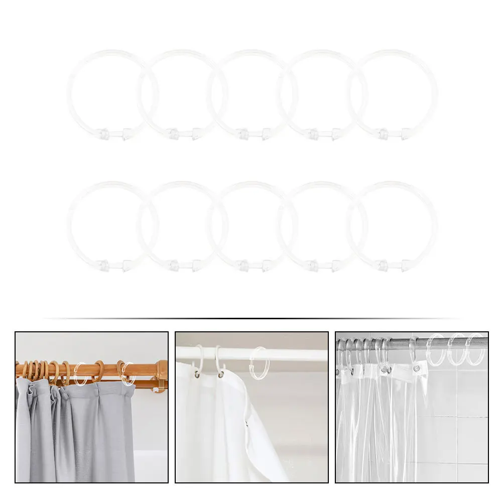 

10pcs Clear Shower Curtain Rings Round Plastic Acrylic For Bathroom Window Hanging Loops Waterproof Smooth Easy Glide