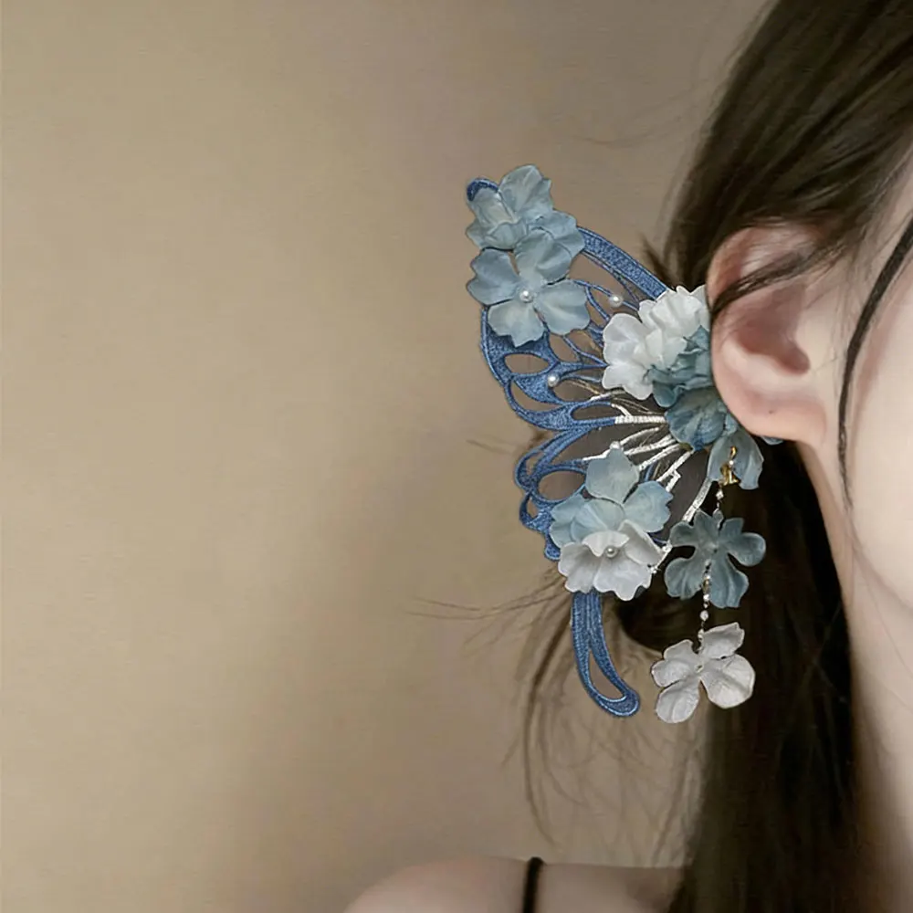 

2pcs Extra Large Tassel Flower Hairpin Fairy Butterfly Silk Hair Clips Ancient Style Elegant Women Girl Headwear Hair Accessory