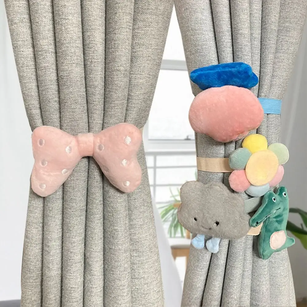 Doll Curtain Clip Cartoon Cloud Curtain Tieback Animals Elastic Curtain Rope Holder Hooks Penguin Crocodile Bow Holdback