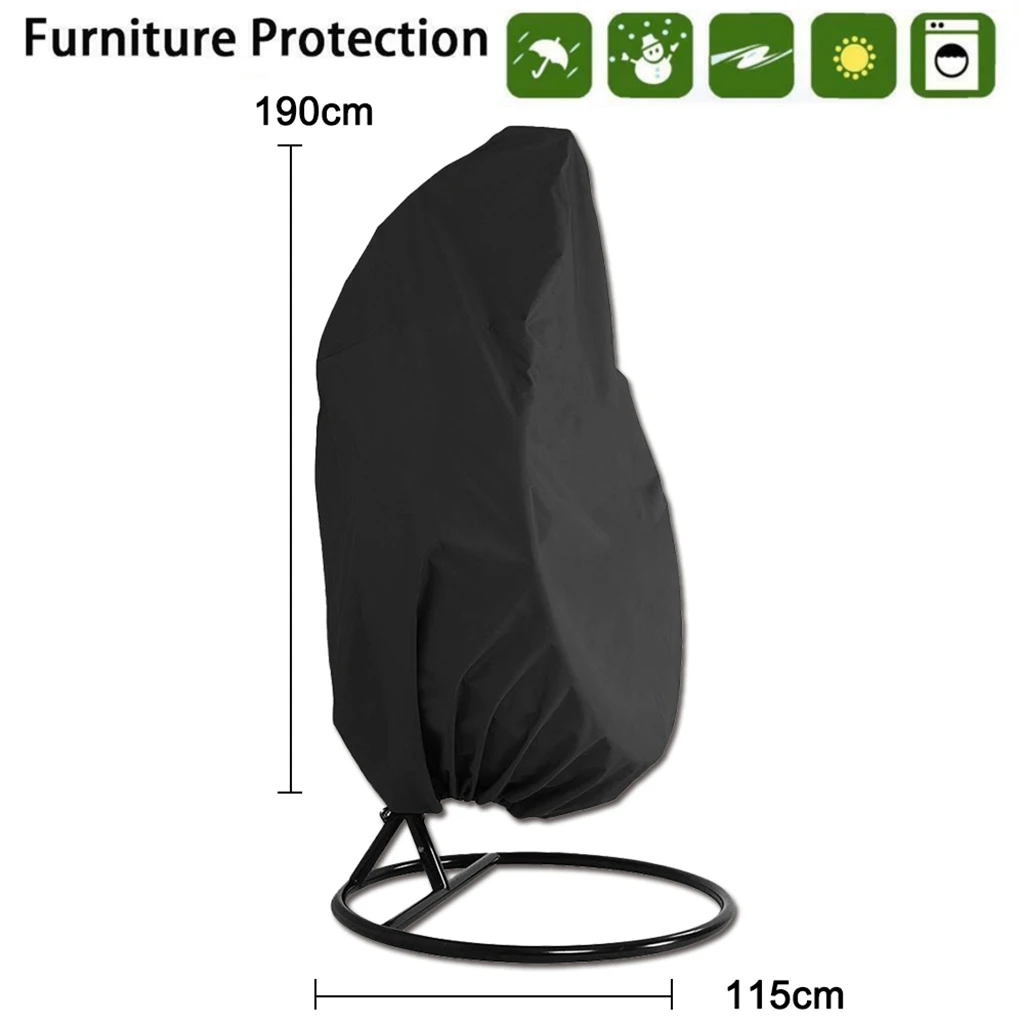 Egg Chair Cover Furniture Protector Against Rust Durable Anti-UV Windproof Hanging Swing for Garden Families Friends