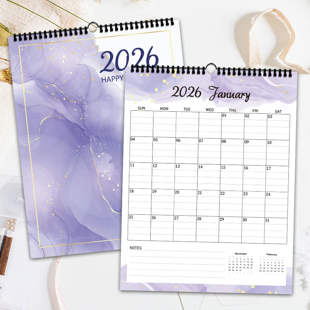 1 قطعة تقويم حائط 2026، سلسلة ألوان مائية بسيطة، خطة شهرية لمدة 12 شهرًا، هدية مثالية لأعياد الميلاد وعيد الميلاد ورأس السنة الجديدة #3