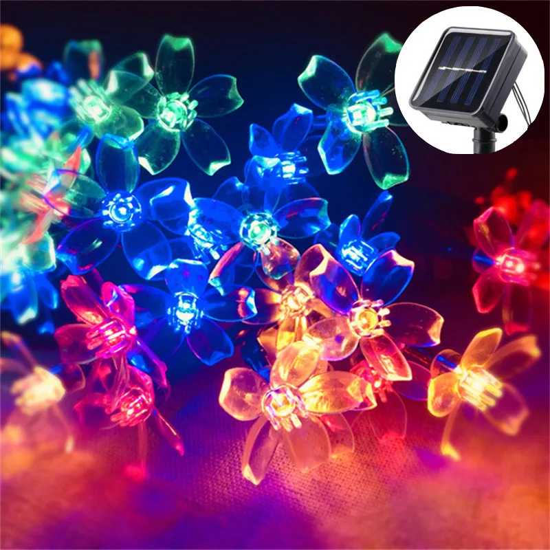 

1Pack Christmas Fairy Lights 20/50/100LED Outdoor Solar LED Cherry Flower String Lights For Patio Yard Wedding Garden Decoration